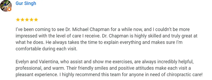 Chiropractic Auburn WA Gur Singh Testimonial