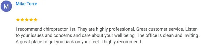 Chiropractic Auburn WA Mike Torre Testimonial