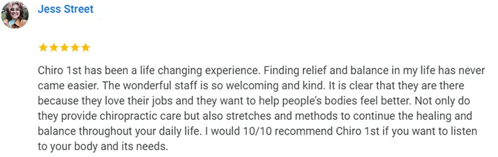 Chiropractic Federal Way WA Jess Street Testimonial