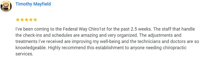 Chiropractic Federal Way WA Timothy Mayfield Testimonial