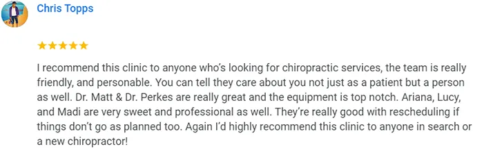 Chiropractic Kent WA Chris Topps Testimonial