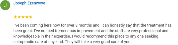 Chiropractic Kent WA Joseph Ezenwoye Testimonial