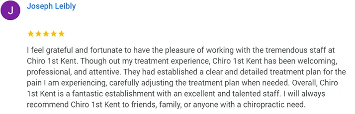 Chiropractic Kent WA Joseph Leibly Testimonial