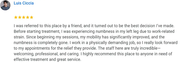 Chiropractic Kent WA Luis Ciccia Testimonial