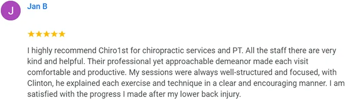 Chiropractic Seattle WA Jan B Testimonial