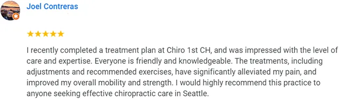 Chiropractic Seattle WA Joel Contreras Testimonial