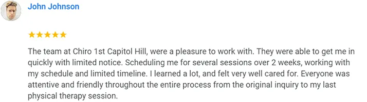 Chiropractic Seattle WA John Johnson Testimonial