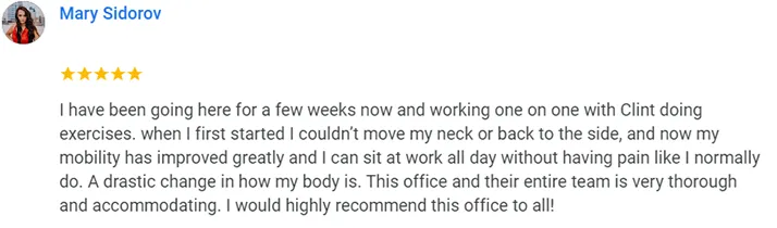 Chiropractic Seattle WA Mary Sidorov Testimonial