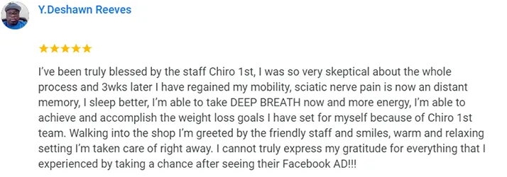 Chiropractic Seattle WA Y.Deshawn Reeves Testimonial