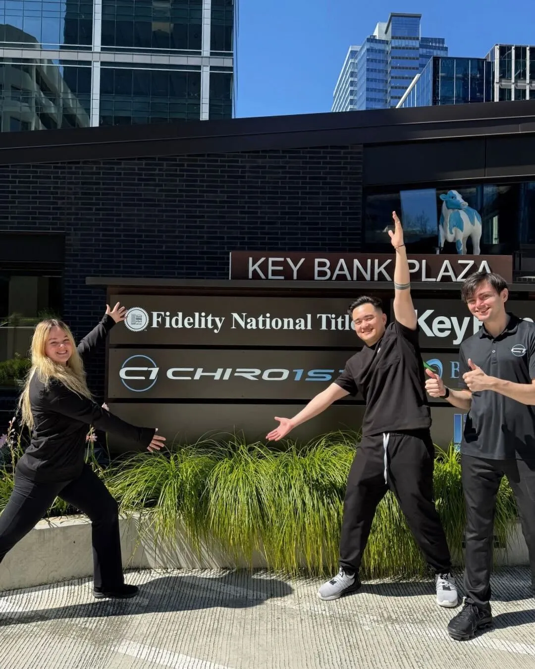 Chiro 1st team outside a clinic